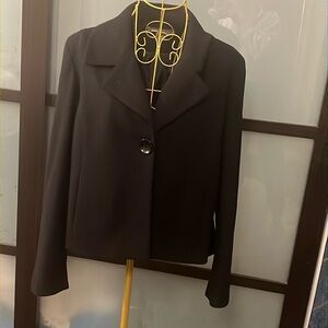 Cropped Black Cashmere and Wool Blend Coat